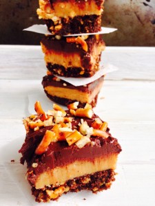 Chocolate Slice with peanuts and pretzels