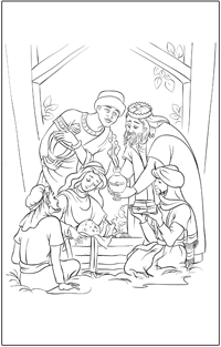 Christmas colouring printable : Christmas nativity with three wise men | Baby Hints & Tips