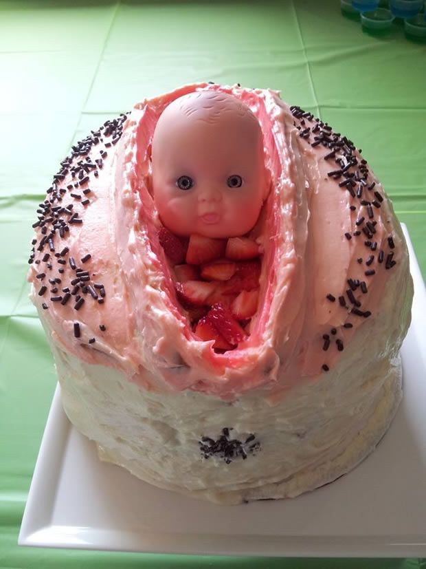 Outrageous baby shower cakes - Vagina Cake
