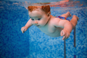 baby swimming