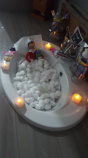 elf on the shelf at the day spa