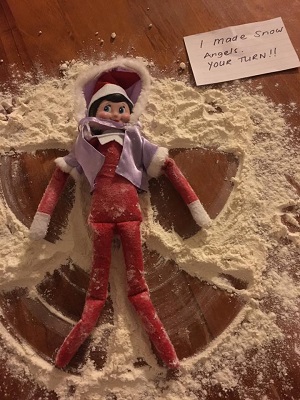 elf on the shelf snow angels - Best Messy Elf On THe Shelf Ideas