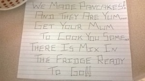 elves leave a note about pancakes