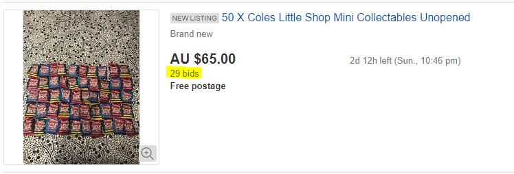 Unopened coles mini collectables for sale